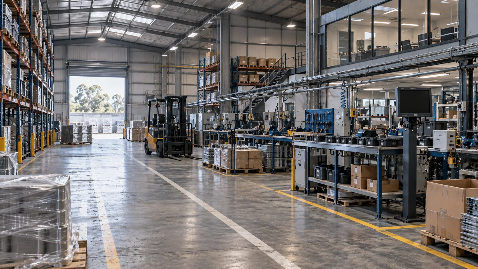 Línea de producción en una planta industrial